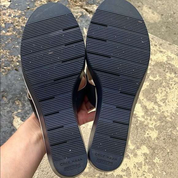 Like new Cole Haan Blue and Cream Platform Sandals - Picture 9 of 13